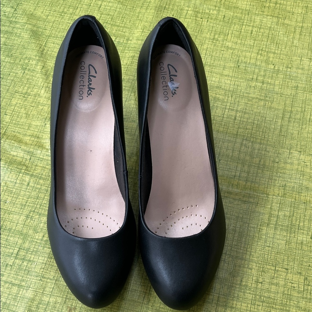 Clarks Black Leather Heels